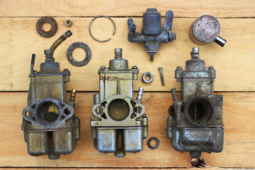 Plakat Old carburetors for retro motorcycle.