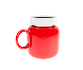 red thermo cup isolated on white background