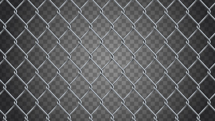 Fototapeta premium Seamless realistic chain link fence background. Vector mesh is