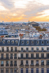 Paris, view of the city, with the Madeleine church in background, sunset
