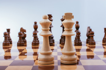 Chess board with chess pieces