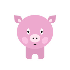Cute pig cartoon. Happy Smiling Little Baby Pig.