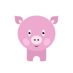 Cute pig cartoon. Happy Smiling Little Baby Pig.