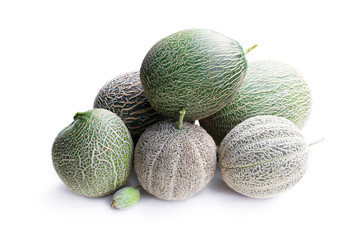 Set of honeydew melons isolated on white