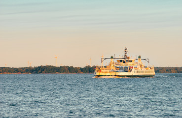 Fototapeta premium Vehicle ferry crossing open water