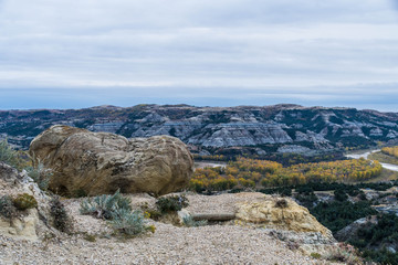 Rugged Landscapes of Theodore Roosevelt National Park in Autumn 