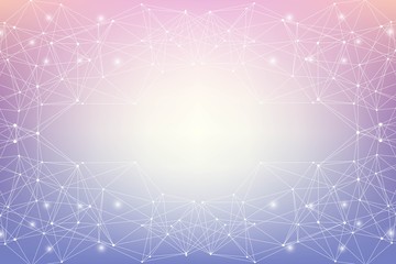 Geometric abstract background with connected line and dots. Structure molecule and communication. Scientific concept for your design. Medical, technology, science background. Vector illustration.