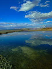 A beautiful lake view and reflection of sky