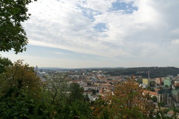 Obraz premium View to the Brno city through trees. Czech Republic