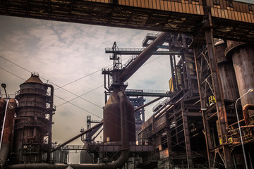 Fototapeta na wymiar Industrial architecture of ironworks in Lower Vitkovice, Ostrava town, Czech Republic, Europe.