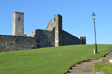 Fototapeta na wymiar Abbey Wall, St Andrews, Fife, Scotland in November sunshine
