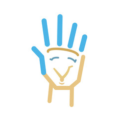 Happy hand, blue finer hair & a big smile.
