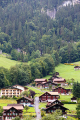 Fototapeta na wymiar Swiss houses in the mountains