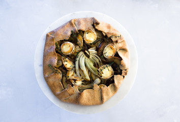 Goat cheese, apple and Fennel galette