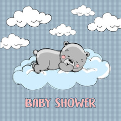 Baby shower illustration with bear