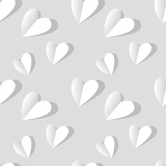 Seamless pattern with paper hearts