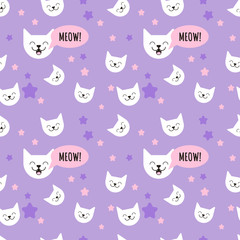 Pattern with cute cats in love