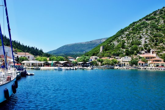 Greece, the island of Ithaki - a view of the harbor in Frikes