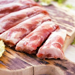 Raw meat ribs on the cutting board