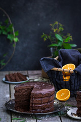 Vegan triple chocolate and orange cake