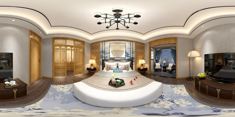 3d render of 360 degrees hotel room
