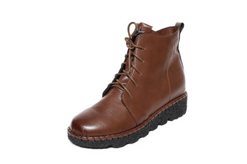 Women's demi-season shoes leather isolated on white background