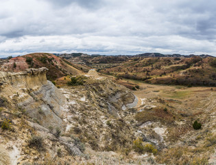 Landscapes of Theodore Roosevelt National Park in Autumn 