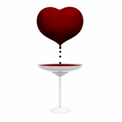 Bleeding heart with blood in a ceramic goblet