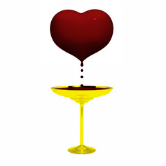 Bleeding heart with blood in a gold goblet