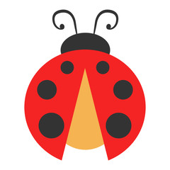 Simple, flat ladybug icon. Color illustration. Isolated on white