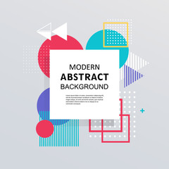 Abstract geometric memphis flat pattern colorful design and background with badge. EPS 10 Vector. Use for modern design, decorated, fashion, template, cover, flyer.