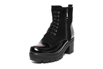 Women's demi-season shoes leather isolated on white background