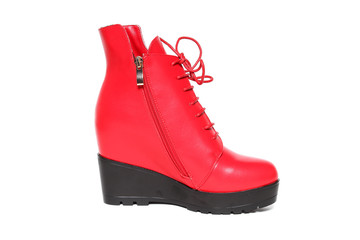 Women's demi-season shoes leather isolated on white background