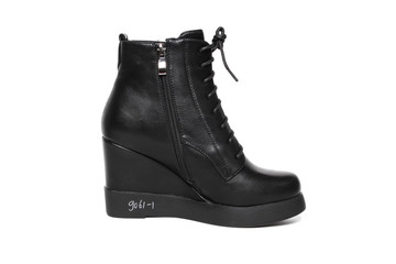 Women's demi-season shoes leather isolated on white background