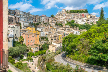 Fototapeta na wymiar Panoramic view of Ragusa Ibla, baroque town in Sicily (Sicilia), southern Italy.