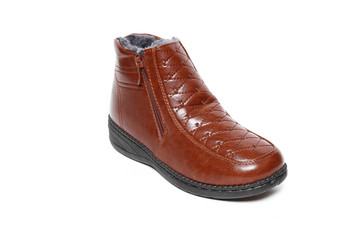 Women's demi-season shoes leather isolated on white background