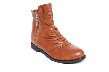 Women's demi-season shoes leather isolated on white background