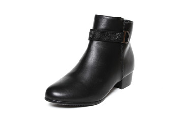 Women's demi-season shoes leather isolated on white background