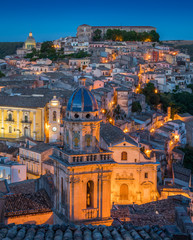 Ragusa Ibla in the evening, Sicily (Sicilia), southern Italy.