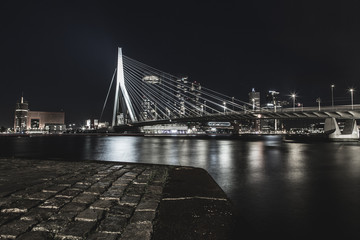 Erasmusbrug Rotterdam At Night