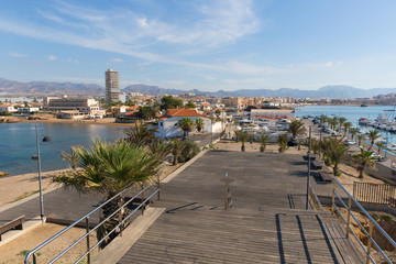 Fototapeta na wymiar Cabezo de la Reya Puerto de Mazarron Spain view towards the marina and town