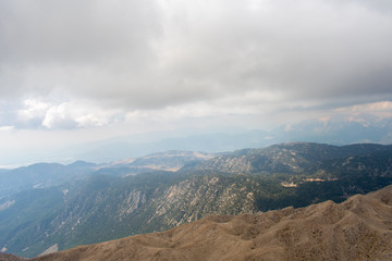 beautiful landscape in high taurus mountains against cloudy sky in Antalya, Turkey 