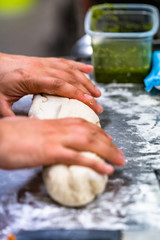 Female Chef Preparing Bread Dough for Selfmade Bread and Patties