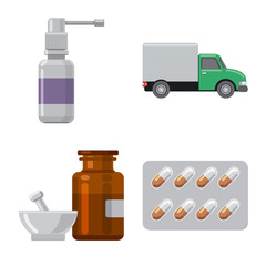 Vector design of pharmacy and hospital symbol. Collection of pharmacy and business stock symbol for web.