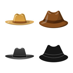 Isolated object of headgear and cap icon. Collection of headgear and accessory vector icon for stock.