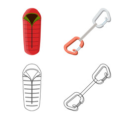 Vector illustration of mountaineering and peak symbol. Collection of mountaineering and camp vector icon for stock.