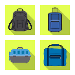 Vector illustration of suitcase and baggage icon. Set of suitcase and journey stock vector illustration.