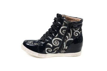 Women's demi-season shoes leather isolated on white background