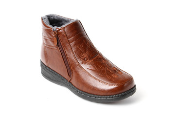 Women's demi-season shoes leather isolated on white background