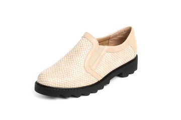 Women's demi-season shoes leather isolated on white background